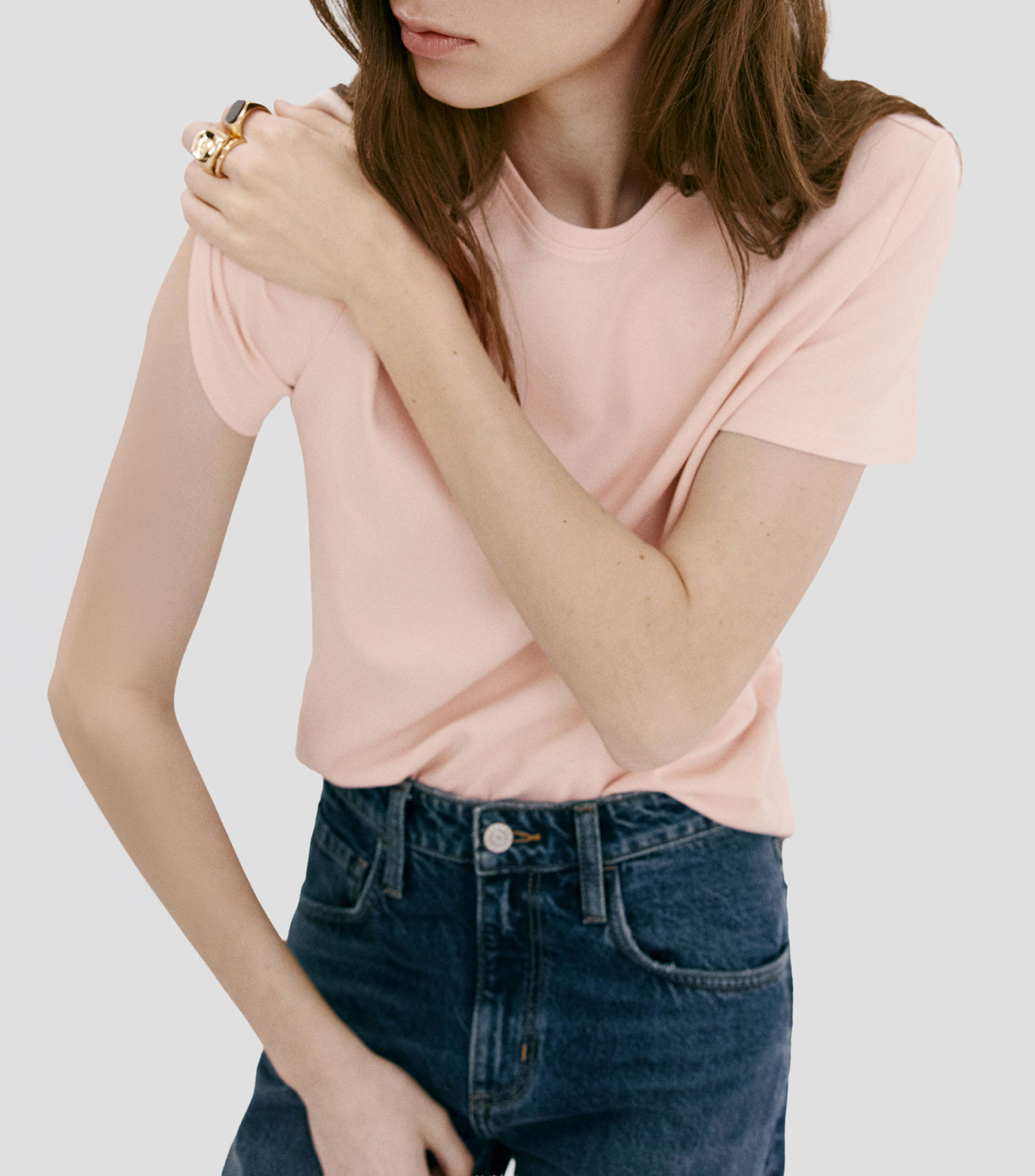 Playera cuello redondo manga corta lisa Mujer